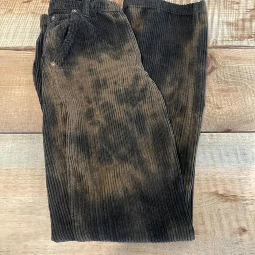Free People Reese Pitched Straight Corduroy Jeans Tie Dye Brown Tan Size 24 - Picture 4 of 10